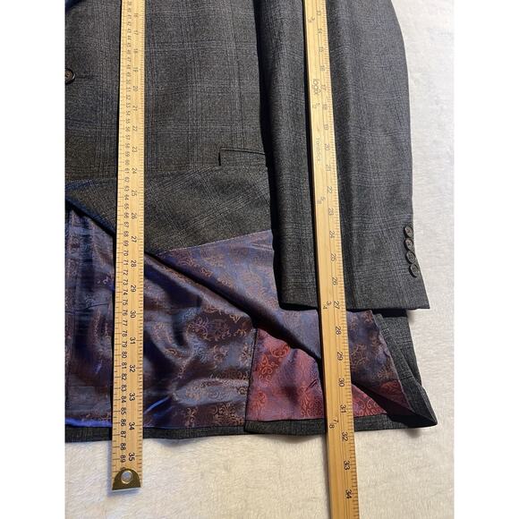 Ted Baker 50XL 42x31 Charcoal Gray Purple Plaid Flannel Men's Designer Suit - Picture 13 of 16